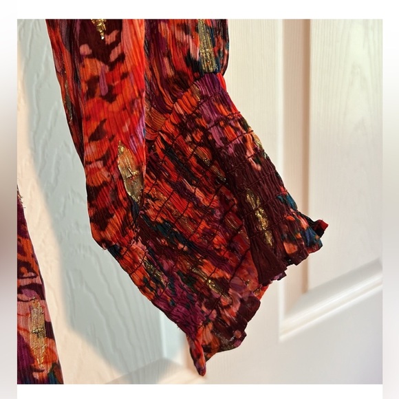 White House Black Market Long Sleeve Floral Print Smocked Blouson Dress, Size XL - Picture 5 of 7